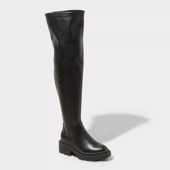Wild Fable Women's Everest Over the Knee Black Stretch Boots - Picture 1 of 3
